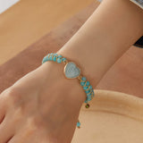 Handmade Natural Stone Beaded Bracelet – Adjustable Woven Bangle for Women Jewelry Sky Blue