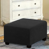Elastic Footrest Cover Jacquard Textured Stripes with Strap Black