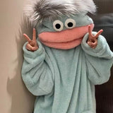 Plush Mouth Monster pajamas Cozy Home Loungewear Soft Fabric Blue