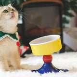 Adjustable Elevated Cat Bowl Ceramic Anti-Tip Pet Feeder Blue