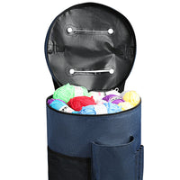 Large Capacity Knitting Tote Storage Bag Portable Yarn Organizer with Shoulder Strap Yarn Bags Blue