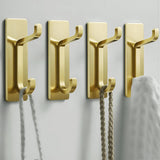 4 PCS Stainless Steel Double Adhesive Hooks with 3kg Capacity Gold