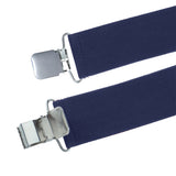 Adjustable X Back Suspenders Men's Elastic with 4 Metal Clips 120cm Navy Blue