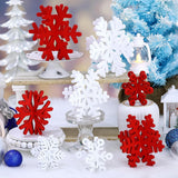 8Pcs 3D Wooden Snowflake Table Decor Christmas Winter Wonderland Centerpiece - Red and White Snowflake