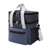 Double Layer Insulated Lunch Bag – Portable Cooler Food Tote Navy Blue
