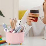 360 Degree Rotating Desk Organizer Dual-Purpose Pencil Pen Holder for Office School Pink
