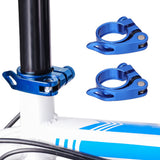 2PCS Bicycle Seat Clamp Alloy Quick Release Road Post MTB Bike Saddle Blue