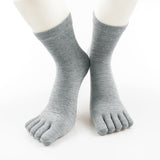 5 Pairs of Mens Breathable Five Toe Socks Light Gray