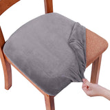 4 PCS Stretch Removable Dining Chair Seat Cushion Slipcovers for Decor Gray