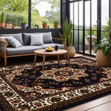 Vintage Persian Style Carpet Soft Area Rug Floor Mat for Bedroom Kitchen Entryway Living Room Brown