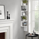 5 Tier Corner Zigzag DVD CD Storage Shelf Wall Mount Display Rack White