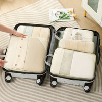 10Pcs Compression Packing Cubes Suitcase Organizer Bag Luggage Storage Beige