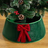 Christmas Tree Skirt Collar with Bow for Stand and Wire Cover Green