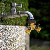 2-Way Brass Hose Splitter Y Type Garden Hose Connector