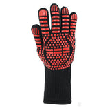 Double Sided Silicone BBQ Gloves Heat Resistant Non Slip Oven Mitts Red
