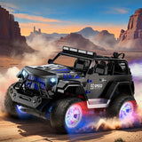 Remote Control Car with Color Lights Stickers Rechargeable Off Road Truck Black