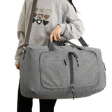 Large Foldable Travel Duffel Bag Carry-On Shoulder Bag with Shoe Compartment Grey