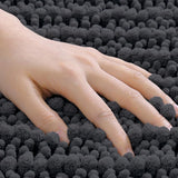 Chenille Bathroom Rug Mat with Non Slip Rubber Backing for Home Decor Grey