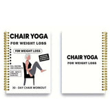 Chair Yoga 30 Day Spiral Book with Illustrated Seated Pose Guide Black