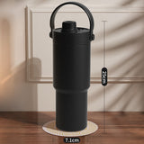 Reusable Insulated Stainless Steel Cup With Straw 735ml Large Capacity For Travel Black