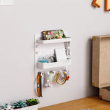 Bedside Shelf Organizer Wall Mount Self-Stick for Bedroom Storage White