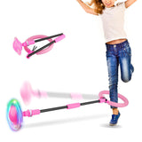 Foldable Skip Ball for Kids Colorful Flashing Wheel Skip Ball Game Fitness Toys Pink