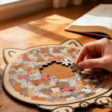 135-Piece Colored Cat-Shaped Wooden Jigsaw Puzzle with Stand for Cat Lovers Style 3