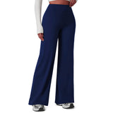 High-Waist Micro Flare Straight Leg Yoga Pants for Workout Blue