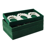 4pcs Stackable Jewelry Organizer Boxes Set for Earrings Rings Necklaces Bracelets Green