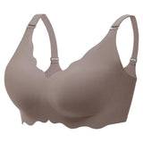 Women Bras No Underwire Scalloped Push Up Soft Tshirt Bra Gray