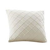 Velvet Cushion Cover Rhombus Pleated for Bedroom Sofa Window Seat Beige
