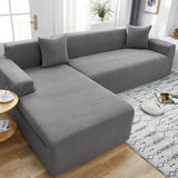 Elastic T-Shaped Jacquard Sofa Slipcover Full Cover for 1-4 Seater Gray