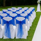 10 Pcs Organza Wedding Chair Sashes Bow Back for Party Decor Blue