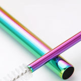 17Pcsk Reusable Stainless Steel Metal Straws with Cleaning Brushes and Pouch Colorful