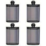 4 PCS Qtip Holder Set Bathroom Jars with Lids Set for Cotton Swabs Balls Pads Black