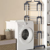 4-Tier Clothes Drying Rack Foldable Laundry Drying Rack with Wheels Gray