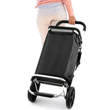Foldable Shopping Cart Trolley Aluminium Waterproof Grocery Storage Bag Black