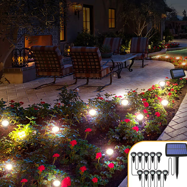 10-in-1 Solar Spot Light Outdoor Waterproof LED Garden Lawn Landscape Path Lamp Warm White