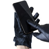 Pair of Women Winter Gloves Touch Screen Driving Warm PU Leather Gloves Style 2