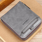 RFID Blocking Wallet Men PU Bifold Credit Card ID Holder Zipper Purse Grey