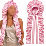 Double Layer Satin Bonnet for Long Hair Braids and Natural Hairstyles Pink
