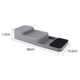 Storage Rack Knife Block Organizer Kitchen Cabinet Knives Drawer Holder Tray Gray