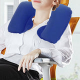2PCS Inflatable Travel Neck Pillow for Car Plane Soft Velvet PVC Portable Royal Blue