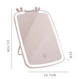LED Makeup Mirror Touch Control USB Rechargeable Vanity Mirror with 3 Light Modes Pink