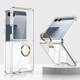 Case and Back Glass Protector Compatible With Samsung Galaxy Z Flip 8 7 with Ring Stand Clear