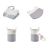 Large Woven Laundry Basket Hamper Rope Storage Bin for Blankets Toys and Clothes White & Gray