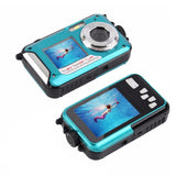 1080P Digital Underwater Camera with Dual Screen and 32GB TF Card Blue