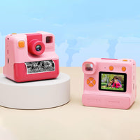 1080P Kids Instant Print Camera Digital Video Cameras with Print Papers and 32GB TF Card Pink