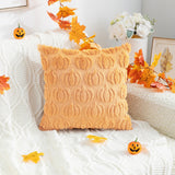 Fall Pillow Covers – Halloween Pumpkin Decor Faux Fur Pillowcase for Chair & Sofa Orange