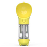 4 in1 Pet Feeder Dog Cat Puppy Water Bottle Cup Travel Pooper Scooper Outdoor Yellow